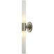 Long Cylinder 2 Light 5 inch Matte Satin Nickel Vanity Light Wall Light