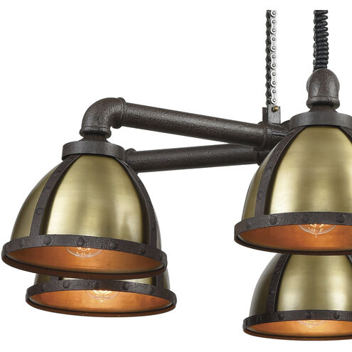 Torque 6 Light 36 inch Vintage Brass Chandelier Ceiling Light