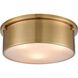 Simpson 3 Light 14 inch Satin Brass Flush Mount Ceiling Light