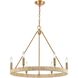 Abaca 6 Light 27 inch Satin Brass with Natural Abaca Chandelier Ceiling Light