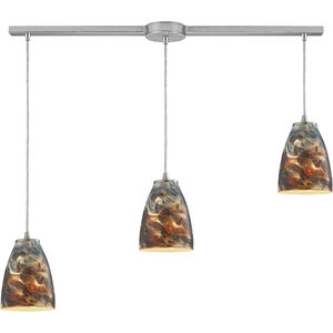 Abstractions 3 Light 36 inch Satin Nickel Multi Pendant Ceiling Light in Linear with Recessed Adapter, Configurable