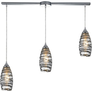 Twister 3 Light 36 inch Polished Chrome Multi Pendant Ceiling Light in Linear with Recessed Adapter, Configurable