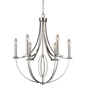 Dione 6 Light 25 inch Polished Nickel Chandelier Ceiling Light