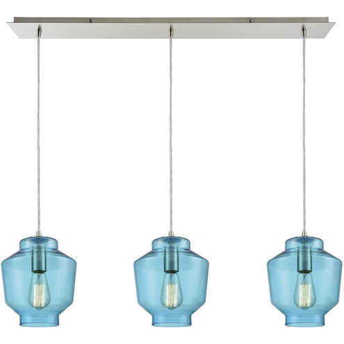 Barrel 3 Light 36 inch Satin Nickel Mini Pendant Ceiling Light in Linear, Linear