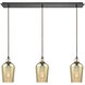 Hammered Glass 3 Light 36 inch Oil Rubbed Bronze Multi Pendant Ceiling Light, Configurable