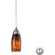 Milan 1 Light 3 inch Satin Nickel with Espresso Mini Pendant Ceiling Light