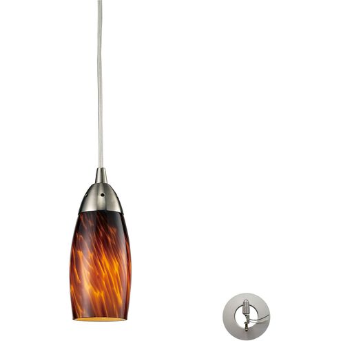 Milan 1 Light 3 inch Satin Nickel with Espresso Mini Pendant Ceiling Light
