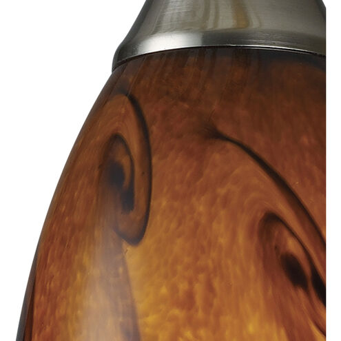 Galaxy 1 Light 5 inch Satin Nickel Mini Pendant Ceiling Light in Brown, Incandescent
