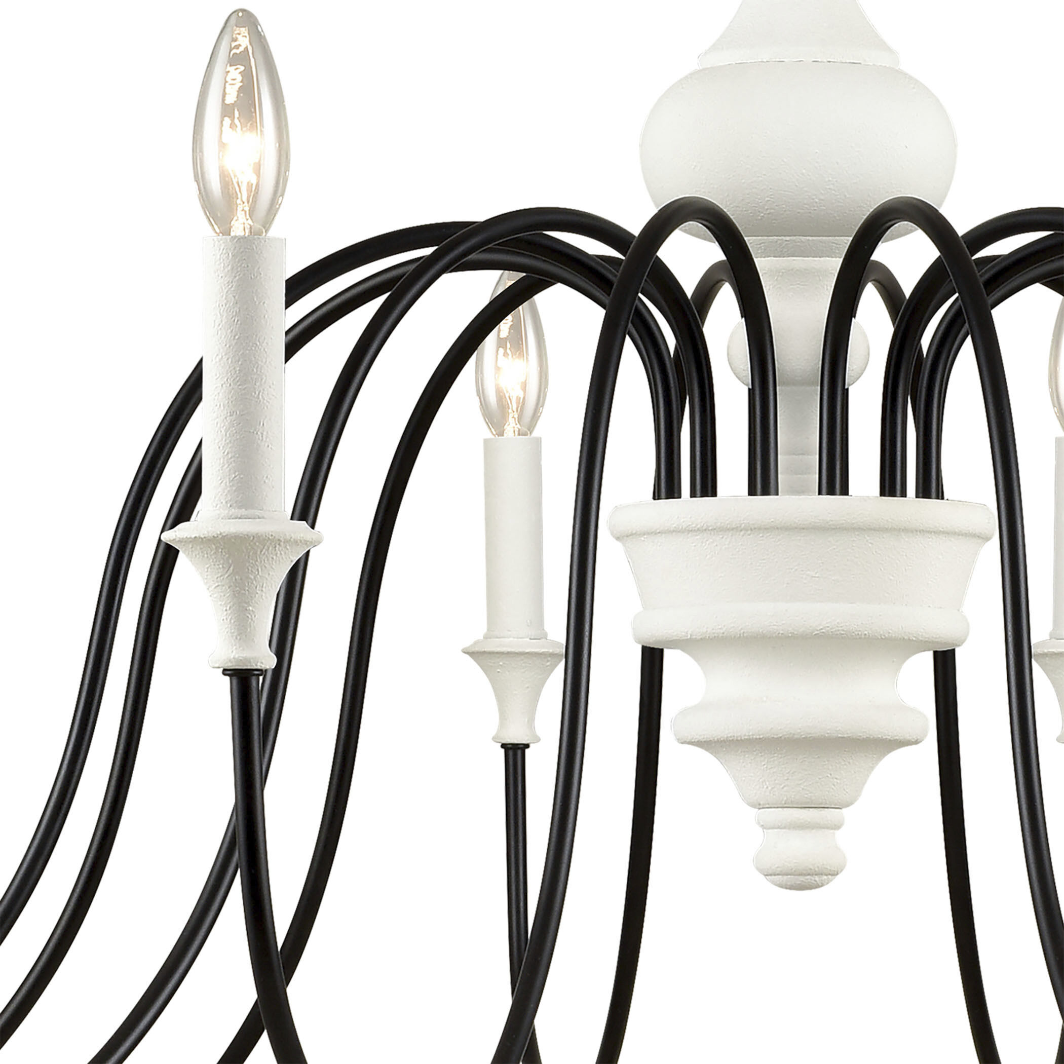 Val de Loire 12 Light 48 inch White with Black Chandelier Ceiling Light