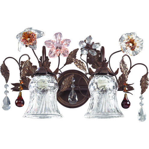 Cristallo Fiore 2 Light 18 inch Deep Rust Vanity Light Wall Light