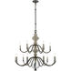 Neo Classica 15 Light 36 inch Aged Black with Satin Nickel Chandelier Ceiling Light