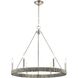 Abaca 6 Light 27 inch Polished Nickel with Gray Abaca Chandelier Ceiling Light