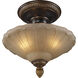 Restoration 3 Light 12 inch Golden Bronze Semi Flush Mount Ceiling Light in Standard