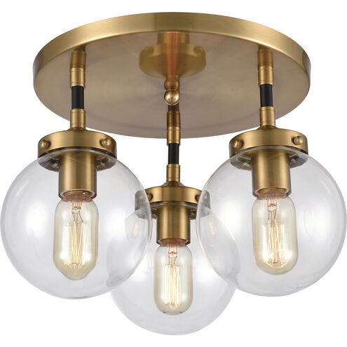 Boudreaux 3 Light 15 inch Antique Gold with Matte Black Semi Flush Mount Ceiling Light