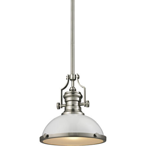 Chadwick 1 Light 13 inch Gloss White with Satin Nickel Pendant Ceiling Light