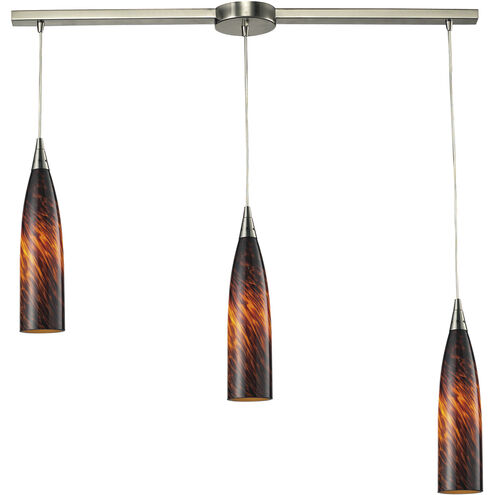 Lungo 3 Light 5 inch Satin Nickel Mini Pendant Ceiling Light in Espresso, Incandescent, Linear with Recessed Adapter, Linear