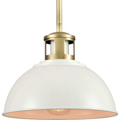 Lyndon 1 Light 10 inch White with Brass Mini Pendant Ceiling Light
