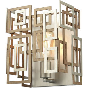 Gridlock 1 Light 9 inch Matte Gold with Aged Silver Sconce Wall Light