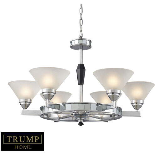 Mercer 6 Light 30 inch Polished Chrome with Mirror and White Chandelier Ceiling Light