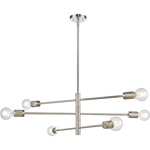 Module 6 Light 34 inch Satin Nickel Chandelier Ceiling Light