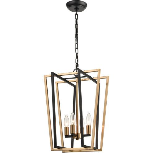 Bridgette 4 Light 14 inch Matte Black with Satin Brass Pendant Ceiling Light