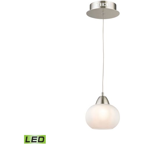 Ciotola 1 Light 6 inch Satin Nickel with White Mini Pendant Ceiling Light in White Opal