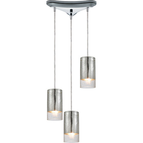 Tallula 3 Light 12 inch Polished Chrome Multi Pendant Ceiling Light in Triangular Canopy, Configurable