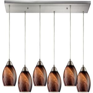 Formations 6 Light 30 inch Satin Nickel Multi Pendant Ceiling Light in Ashflow, Incandescent, Rectangular Canopy, Configurable