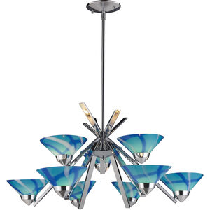 Refraction 9 Light 31 inch Polished Chrome Chandelier Ceiling Light in Carribean