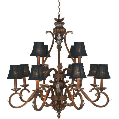 Marbella 12 Light 40 inch Antique Bronze with Black Chandelier Ceiling Light