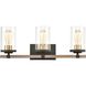 Geringer 3 Light 22 inch Charcoal with Beechwood and Burnished Brass Vanity Light Wall Light