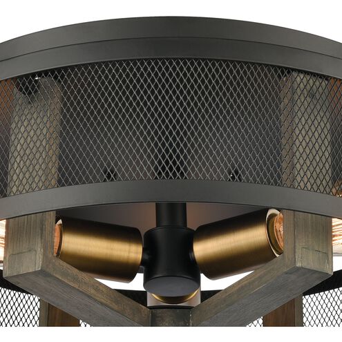 Woodbridge 3 Light 17 inch Matte Black with Weathered Oak Flush Mount Ceiling Light