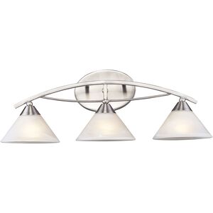 Elysburg 3 Light 25 inch Satin Nickel with White Marbleized Vanity Light Wall Light