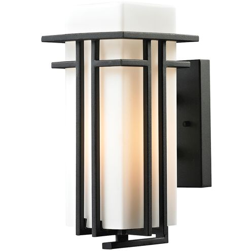 Croftwell 1 Light 12 inch Textured Matte Black Outdoor Sconce in Incandescent