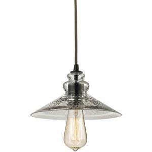 Hammered Glass 1 Light 9 inch Oil Rubbed Bronze with Smoke Mini Pendant Ceiling Light