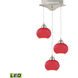 Ciotola LED 10 inch Satin Nickel Mini Pendant Ceiling Light in Red