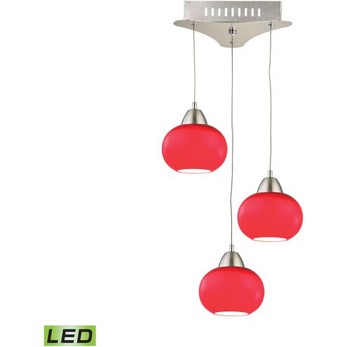 Ciotola LED 10 inch Satin Nickel Mini Pendant Ceiling Light in Red