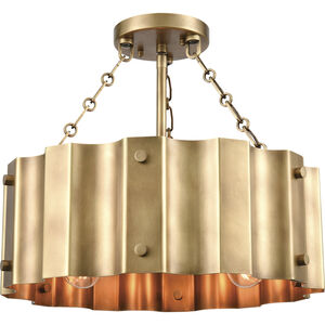 Clausten 3 Light 17 inch Brass Semi Flush Mount Ceiling Light