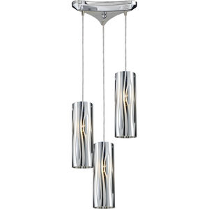 Chromia 3 Light 10 inch Polished Chrome Multi Pendant Ceiling Light in Incandescent, Triangular Canopy, Configurable