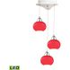 Ciotola 3 Light 10 inch Chrome with Red Mini Pendant Ceiling Light