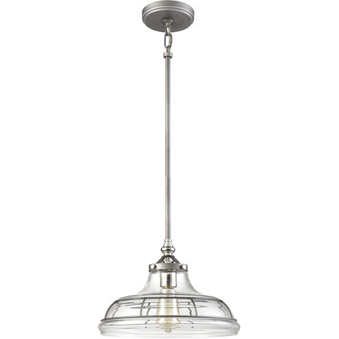 Dunkirk 1 Light 13 inch Weathered Zinc with Polished Nickel Pendant Ceiling Light
