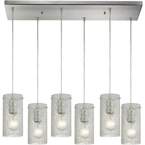 Ice Fragments 6 Light 30 inch Satin Nickel Multi Pendant Ceiling Light in Clear, Rectangular Canopy, Configurable