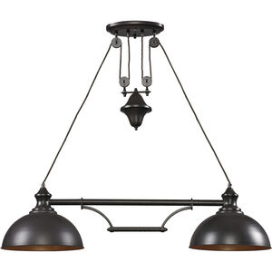 Farmhouse 2 Light 44 inch Oiled Bronze Linear Chandelier Ceiling Light in Incandescent