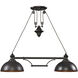 Farmhouse 2 Light 44 inch Oiled Bronze Linear Chandelier Ceiling Light in Incandescent 