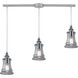 Menlow Park 3 Light 6 inch Polished Chrome Multi Pendant Ceiling Light in Linear with Recessed Adapter, Linear