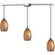 Mulinello 3 Light 5 inch Satin Nickel Mini Pendant Ceiling Light in Cocoa, Incandescent, Linear with Recessed Adapter, Linear