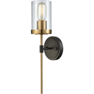 North Haven 1 Light 5 inch Oil Rubbed Bronze with Satin Brass and Clear Sconce Wall Light