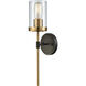North Haven 1 Light 5 inch Oil Rubbed Bronze with Satin Brass and Clear Sconce Wall Light