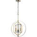 Geosphere 3 Light 15 inch Polished Nickel with Parisian Gold Leaf Chandelier Ceiling Light