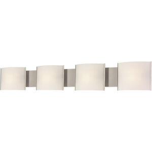 Pannelli 4 Light 41 inch Stainless Steel Vanity Light Wall Light in White Opal